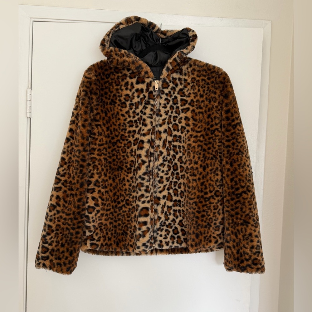 Ci Sono Animal Print Faux Fur Coat